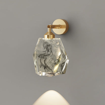 Full Gold Leaf Ink Painting Shade LED Wall Sconce Lamp