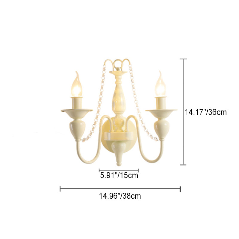 French Iron Crystal Candle 1/2 Light Wall Sconce Lamp