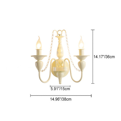 French Iron Crystal Candle 1/2 Light Wall Sconce Lamp