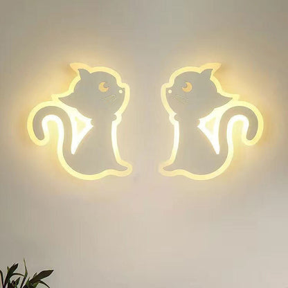Simplicity Cartoon Cat Iron Acrylic LED Wall Sconce Lamp