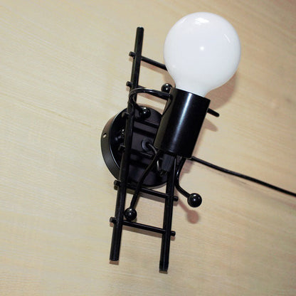 Little People Climbing Stairs Iron 1-Light Wall Sconce Lamp