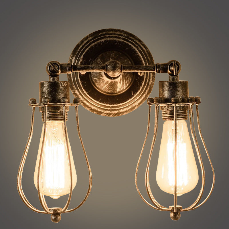 Traditional Colonial Gourd Iron 2-Light Wall Sconce Lamp