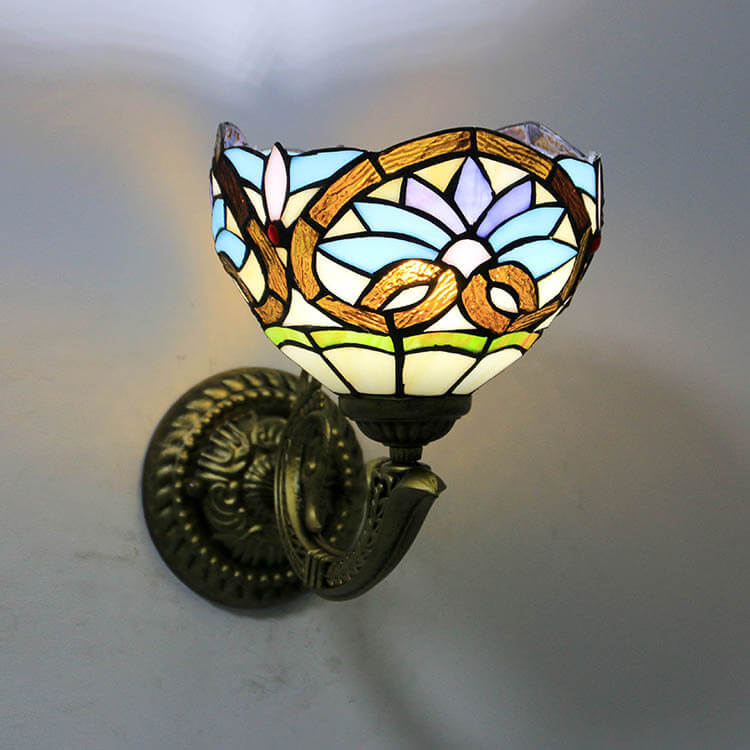 Tiffany Zinc Alloy Stained Glass 1-Light Wall Sconce Lamp