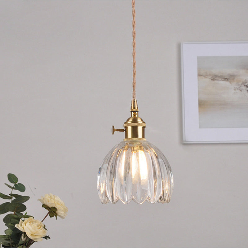 Minimalist Floral Copper Glass 1-Light Wall Sconce Lamp