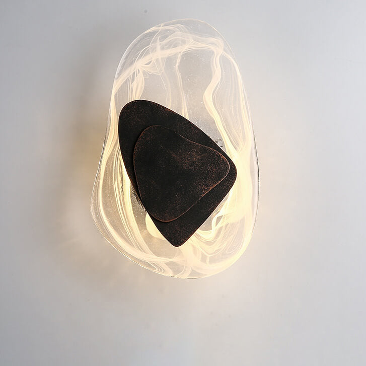 Art Deco Irregular Oval Glass Iron LED Wall Sconce Lamp