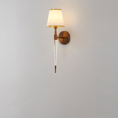 French Trapezoid Copper Fabric 1-Light Wall Sconce Lamp