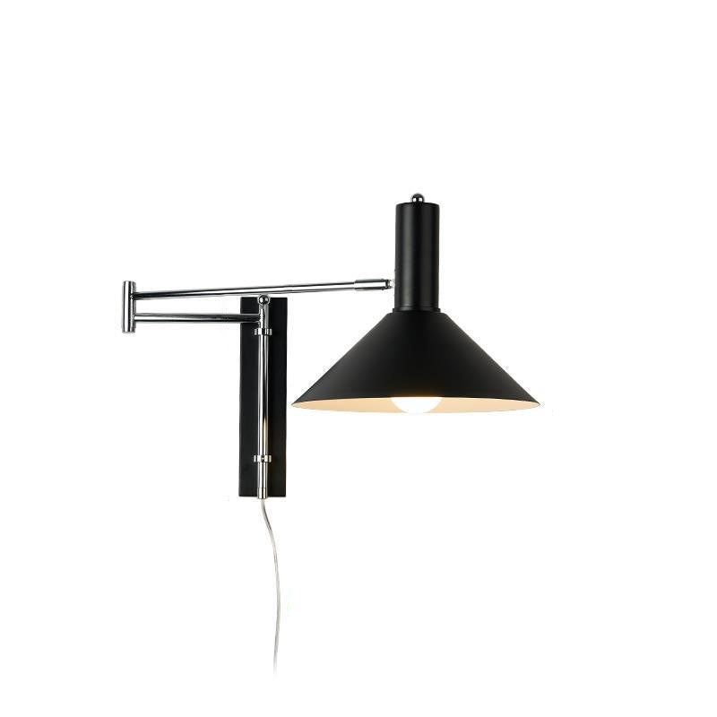 Round Tapered Iron 1-Light Retractable Wall Sconce Lamp
