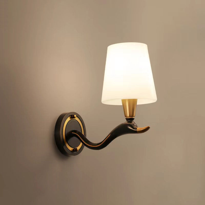 Copper Glass Swan Neck Glass 1/2 Light Wall Sconce Lamp