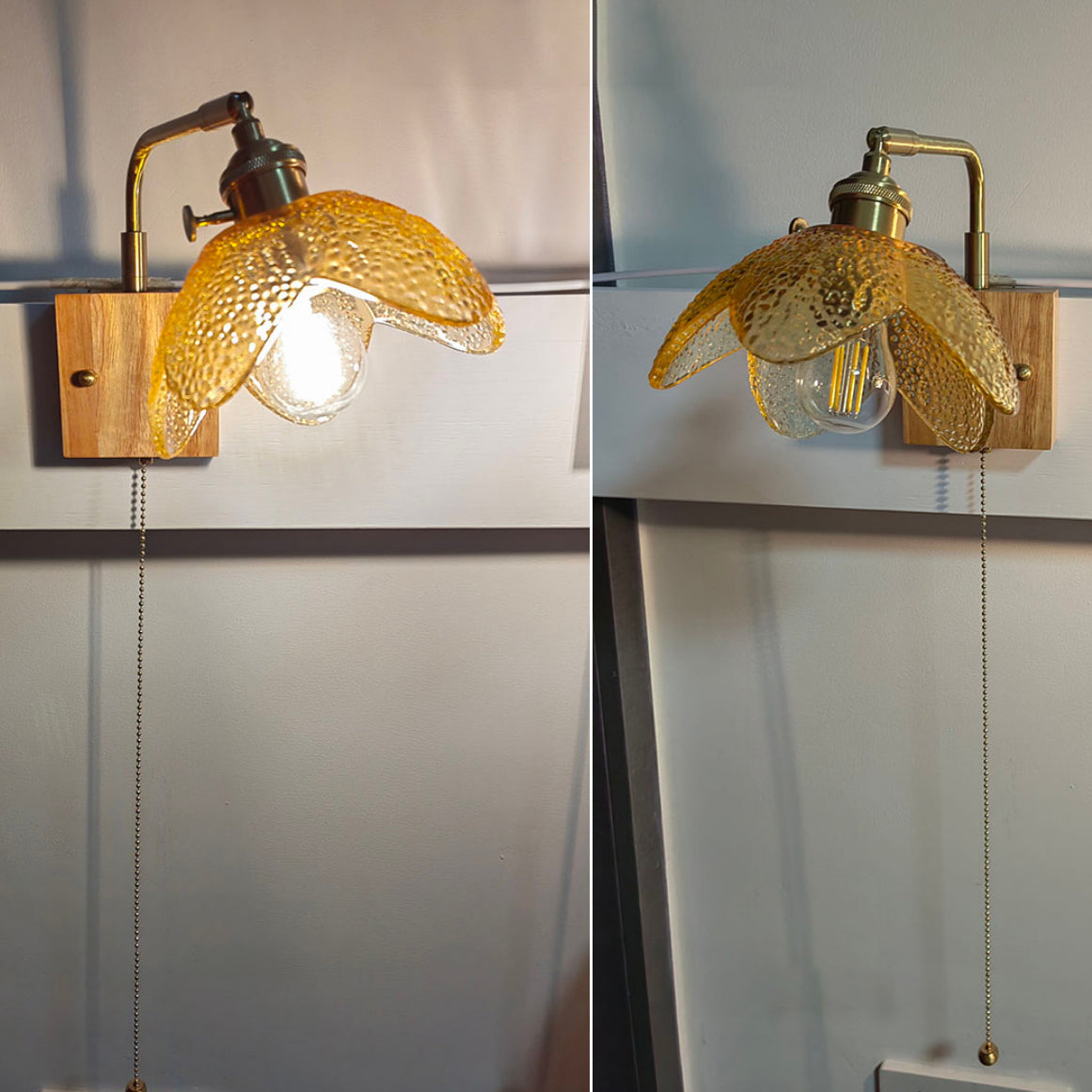 Japanese Hemispheric Pull Cord 1-Light Wall Sconce Lamp