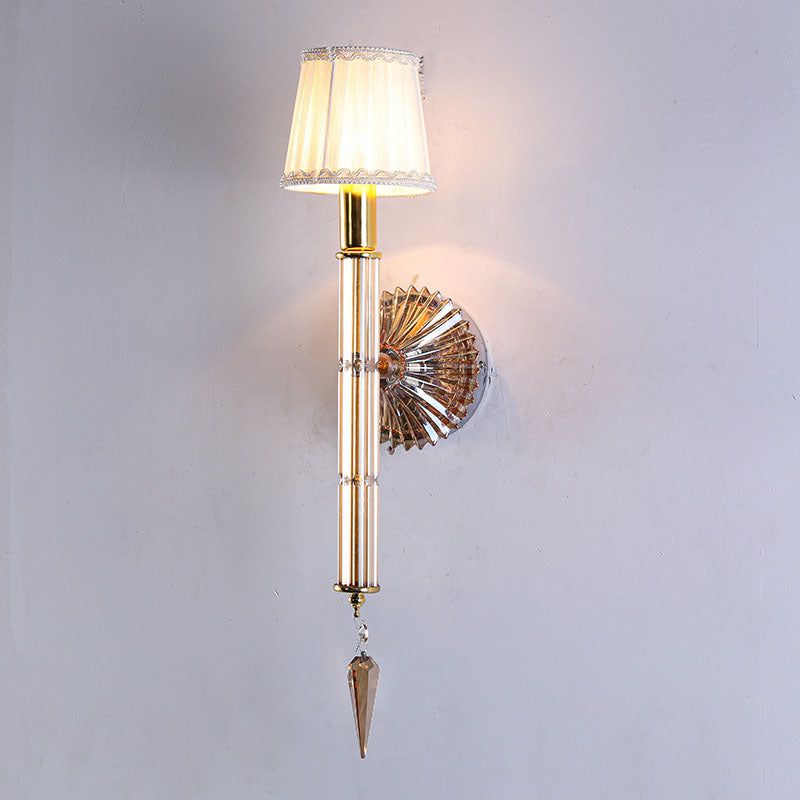 European Light Crystal Fabric 1-Light Wall Sconce Lamp