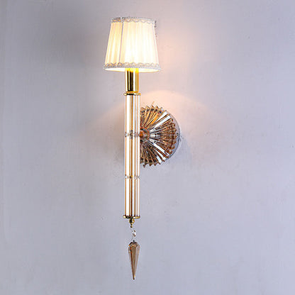 European Light Crystal Fabric 1-Light Wall Sconce Lamp
