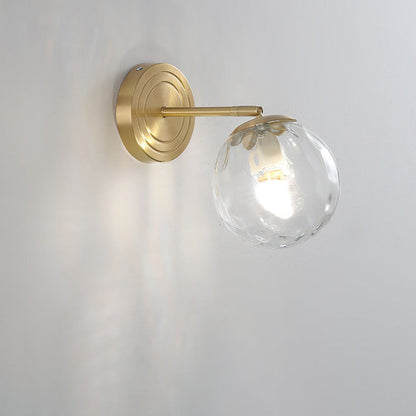 Luxury Glass Orb Copper Base 1-Light Wall Sconce Lamp