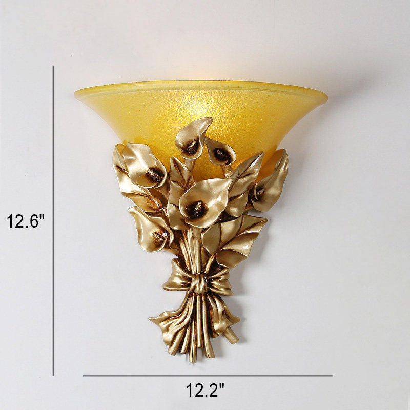European Bouquet Shape Resin Glass 1-Light Wall Sconce Lamp