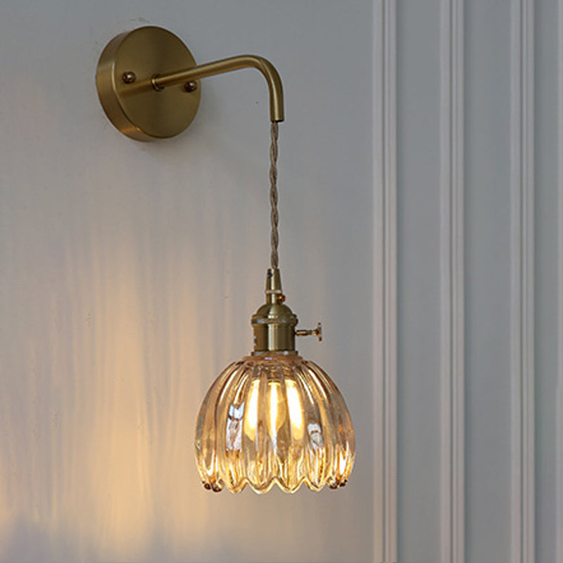 Art Deco Flower Bud Glass Shade 1-Light Wall Sconce Lamp