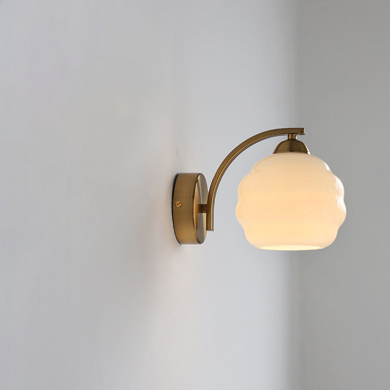 Simplicity Iron Glass Round Ball 1-Light Wall Sconce Lamp