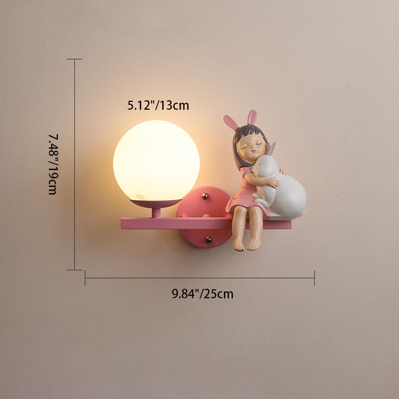 Kids Unicorn Orb Resin Iron Glass 1-Light Wall Sconce Lamp