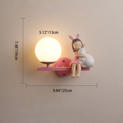 Kids Unicorn Orb Resin Iron Glass 1-Light Wall Sconce Lamp