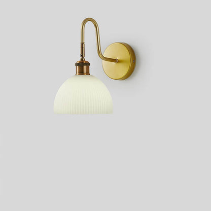Striped Dome Shade Curved Arm 1-Light Wall Sconce Lamp