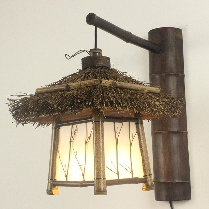 Traditional Rustic Cottage Bamboo 1-Light Wall Sconce Lamp
