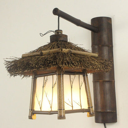 Traditional Rustic Cottage Bamboo 1-Light Wall Sconce Lamp