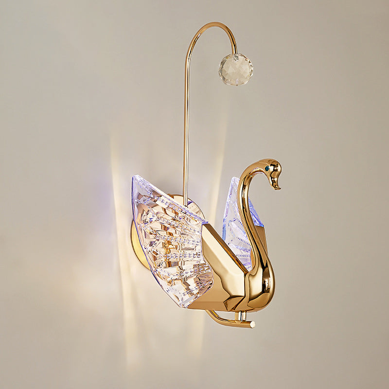 Luxury Crystal Aluminum Acrylic Swan LED Wall Sconce Lamp
