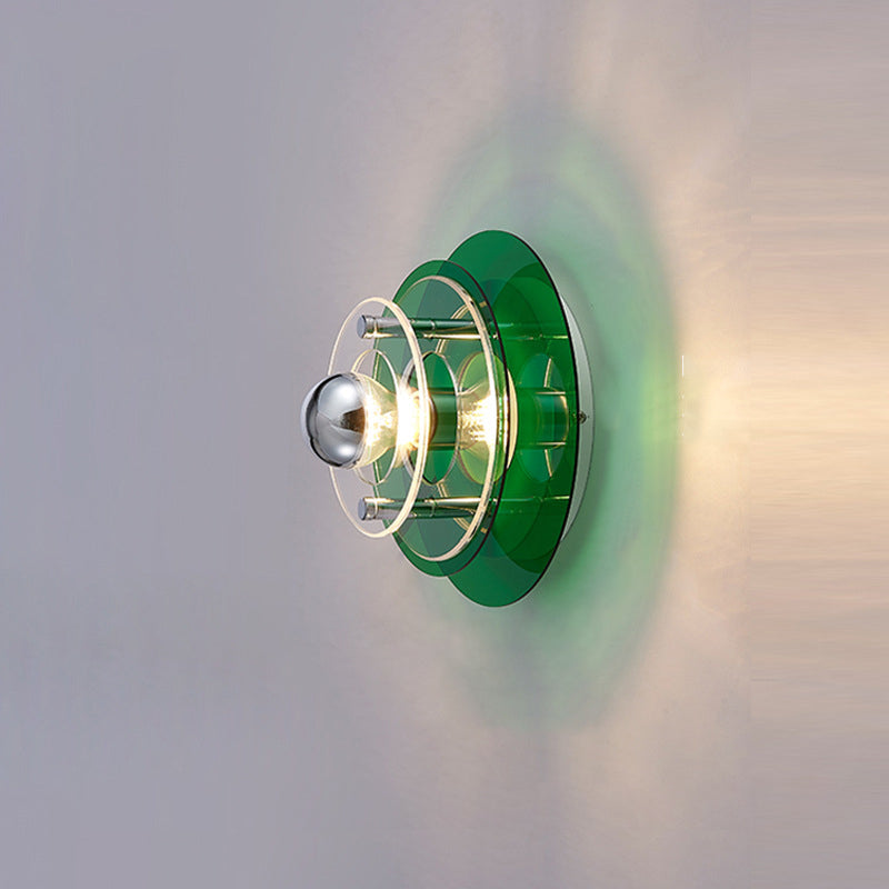 Multi-Layer Saucer Iron Acrylic 1-Light Wall Sconce Lamp