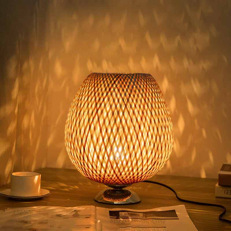 Traditional Wood Bamboo Table Lamp