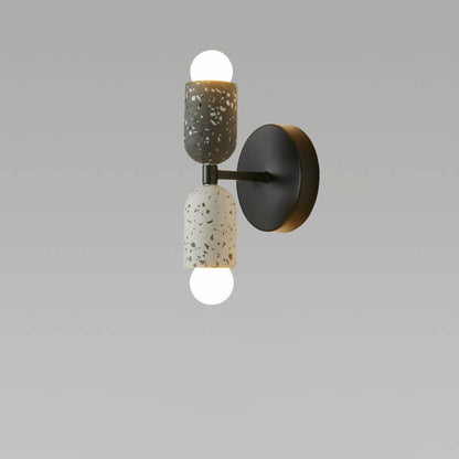 Japanese Stone Shaped Iron Cement 2-Light Wall Sconce Lamp