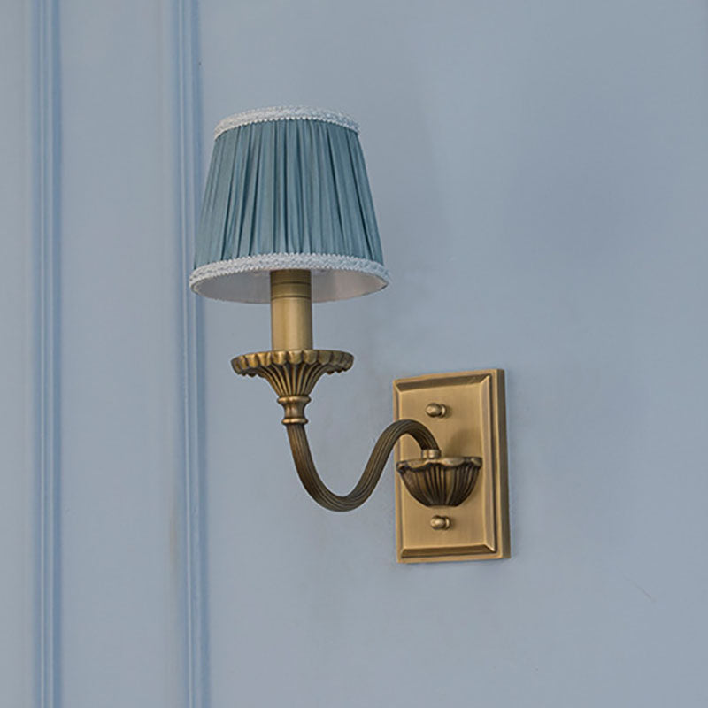 Cylinder Rod Fabric Copper 1/2 Light Wall Sconce Lamp