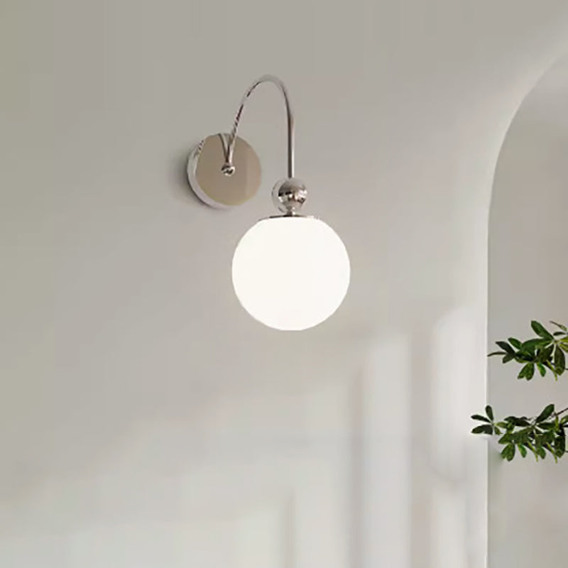 Minimalist Round Ball Iron Glass 1-Light Wall Sconce Lamp