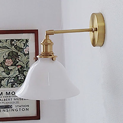 Glass Iron Copper Green Cone 1-Light Wall Sconce Lamp