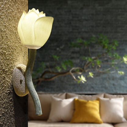 Chinese Lotus Flower Hardware 1-Light Wall Sconce Lamp