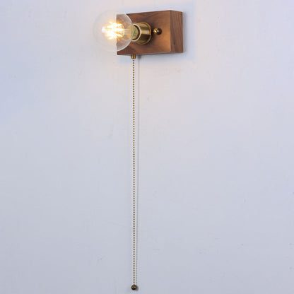 Traditional Rectangle Iron Wood 1-Light Wall Sconce Lamp