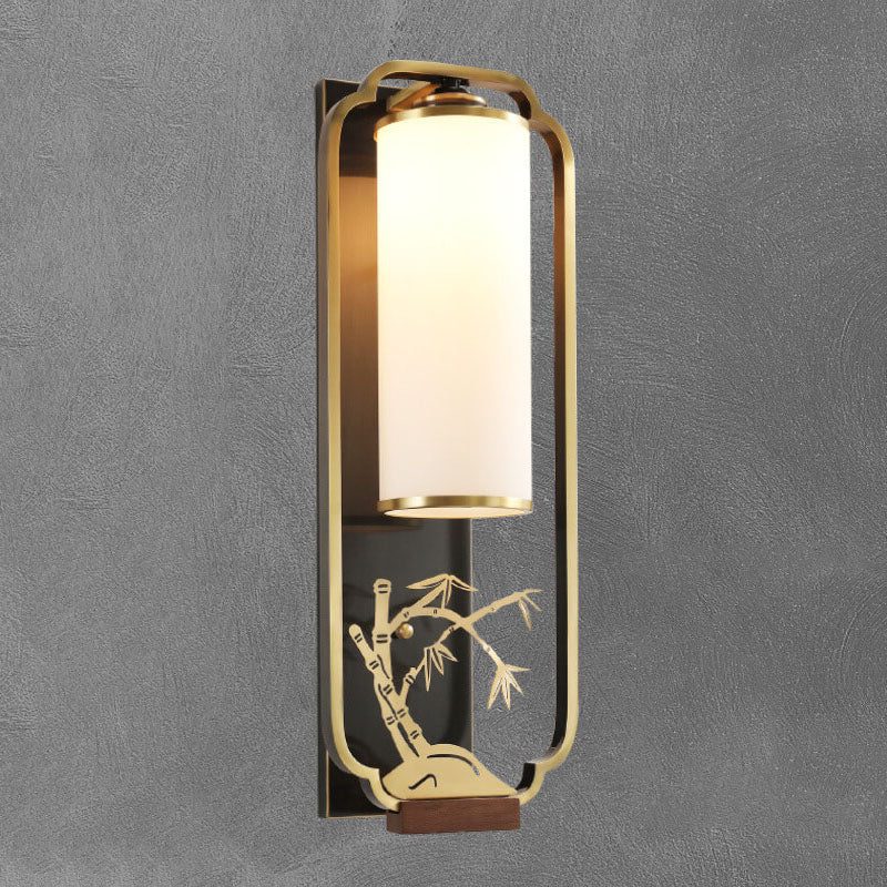 New Copper Glass Column Ring 1-Light Wall Sconce Lamp