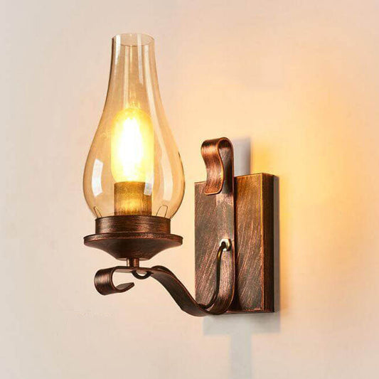 Wrought Glass Bottle Lampshade 1-Light Wall Sconce Lamp