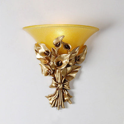 European Bouquet Shape Resin Glass 1-Light Wall Sconce Lamp