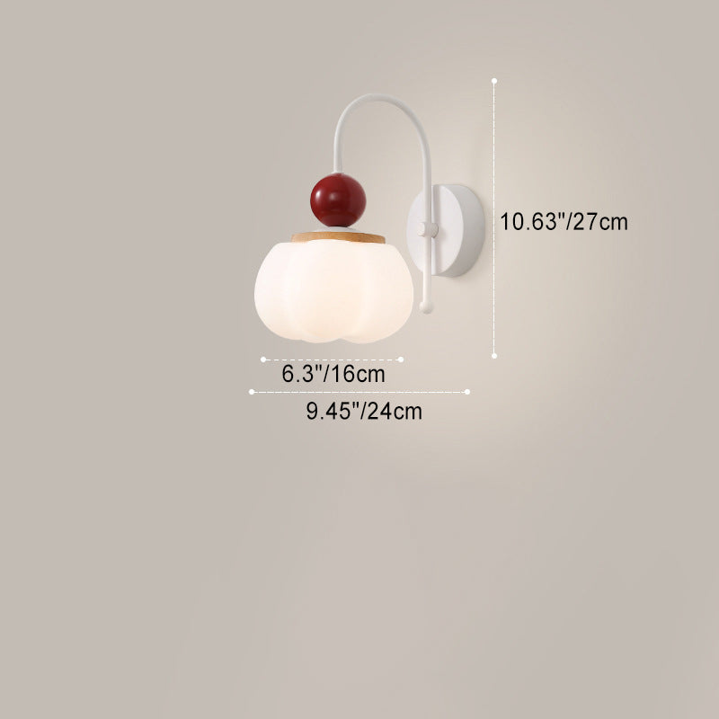 French Pumpkin Cotton PE Shade 1-Light Wall Sconce Lamp