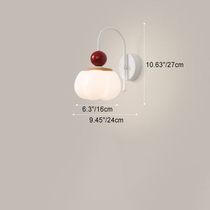 French Pumpkin Cotton PE Shade 1-Light Wall Sconce Lamp