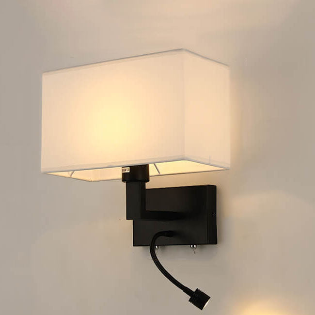 Solid Rectangular Iron Fabric 2-Light Wall Sconce Lamp