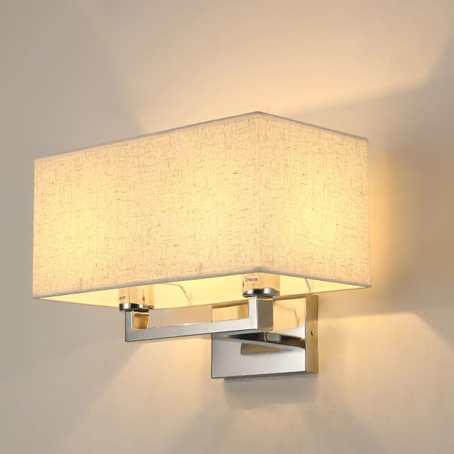 Solid Rectangular Iron Fabric 1-Light Wall Sconce Lamp