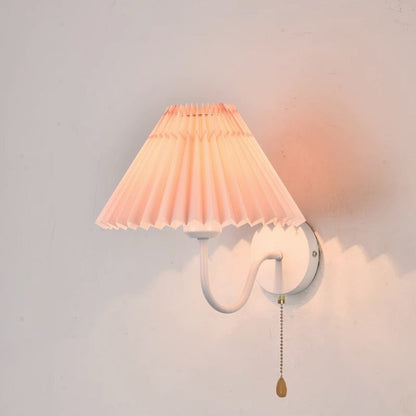 Mushroom Curved Rod Iron Fabric 1-Light Wall Sconce Lamp