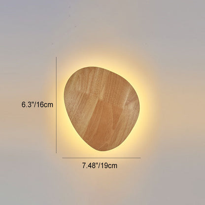 Minimalist Round Irregular Oval Wood LED Wall Sconce Lamp