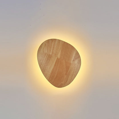 Minimalist Round Irregular Oval Wood LED Wall Sconce Lamp