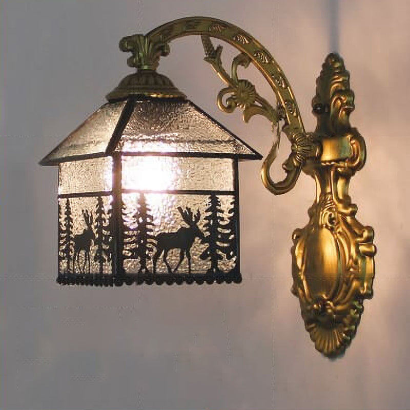 Tiffany House Iron Stained Glass 1-Light Wall Sconce Lamp