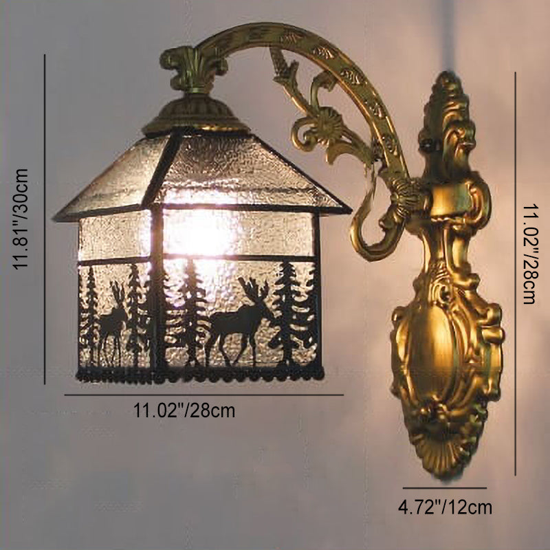 Tiffany House Iron Stained Glass 1-Light Wall Sconce Lamp
