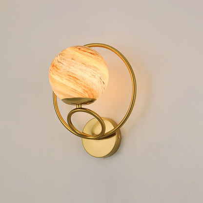 Creative Circle Planet Glass Iron 1-Light Wall Sconce Lamp