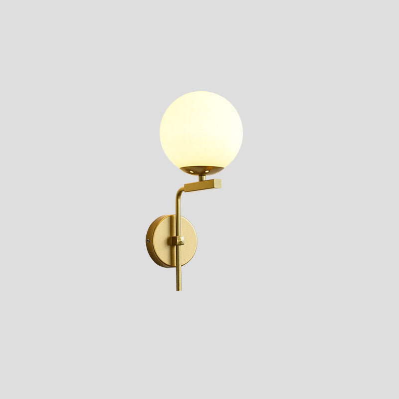 Round Glass Iron Right Angle Arm 1-Light Wall Sconce Lamp