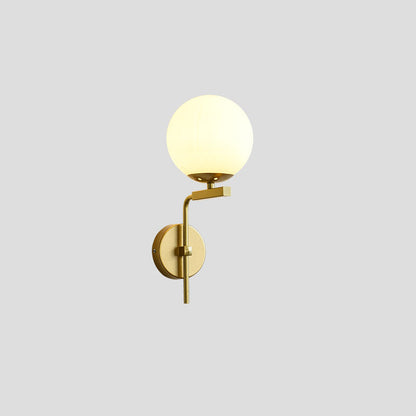 Round Glass Iron Right Angle Arm 1-Light Wall Sconce Lamp