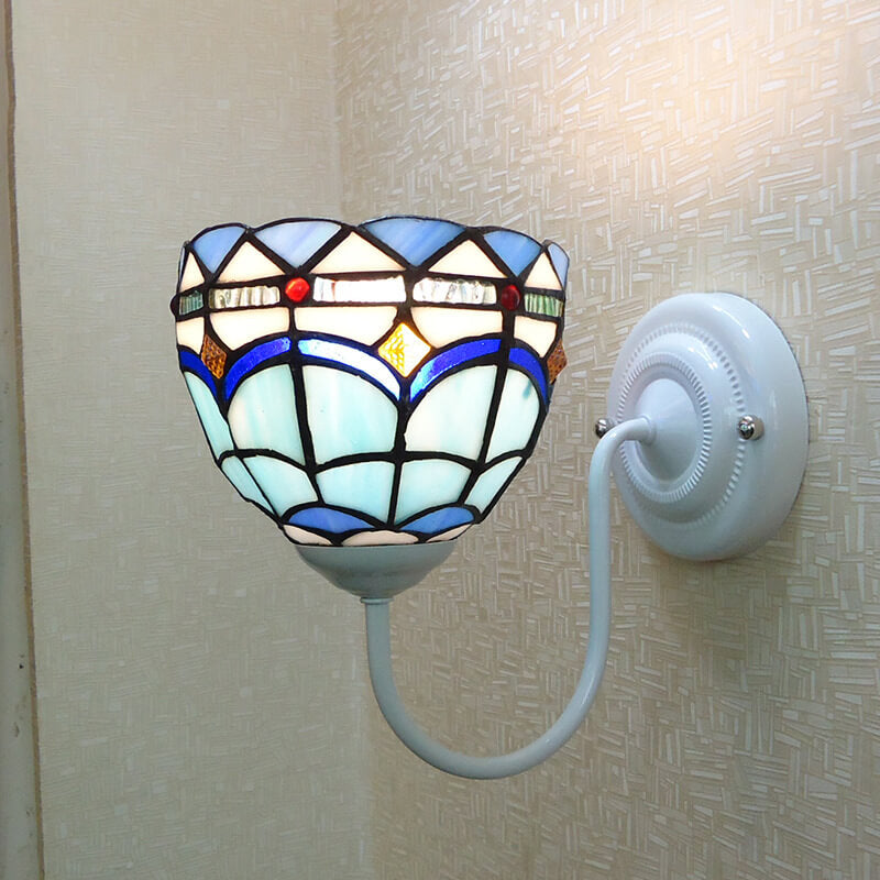 Tiffany Resin Glass Flower Shape 1-Light Wall Sconce Lamp