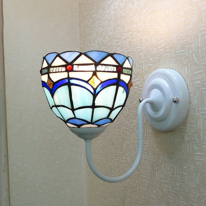 Tiffany Resin Glass Flower Shape 1-Light Wall Sconce Lamp